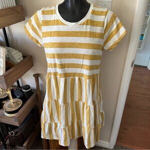 Lauren Conrad Yellow and White Striped Organic Cotton Dress